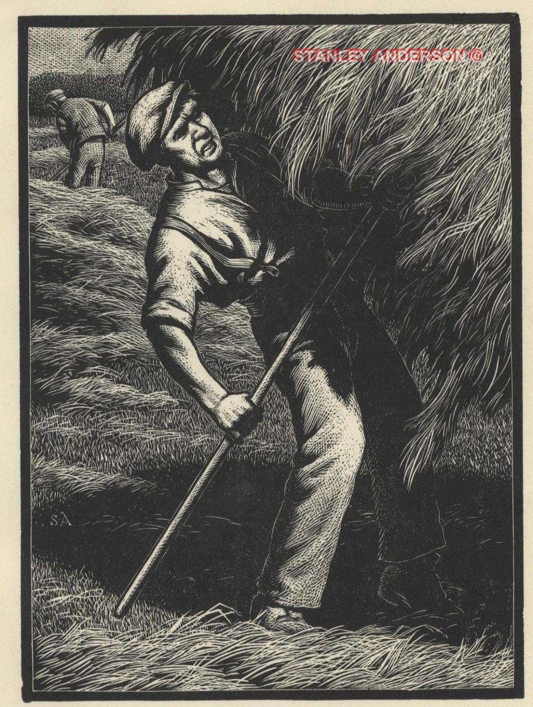 236 Christmas card (Man Lifting Hay) 1942