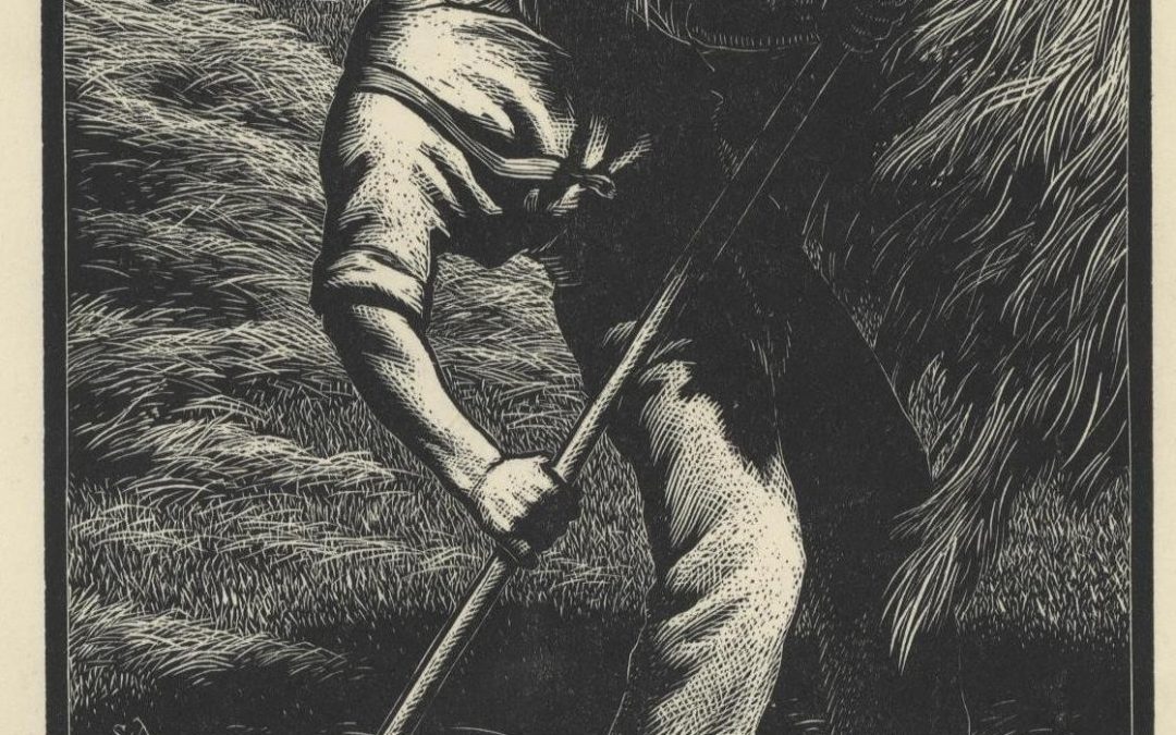 236 Christmas card (Man Lifting Hay) 1942